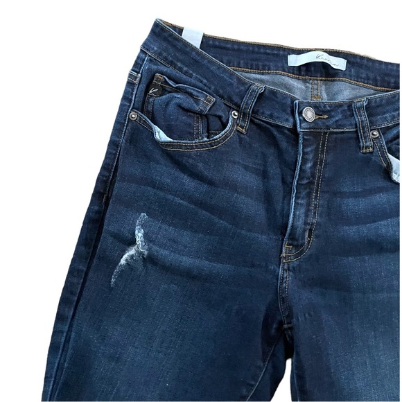 Kancan Distressed Skinny Jeans Dark Blue Size 9/11 - Picture 5 of 9